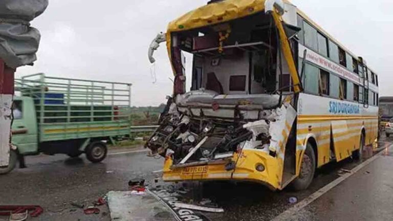 18 Injured As Hyderabad To Karnataka Bus Rams Into Truck In Narayanpet