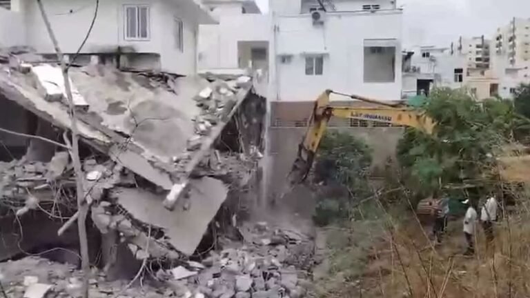 Unauthorized Villas Demolished in Manikonda's Chitrapuri Colony