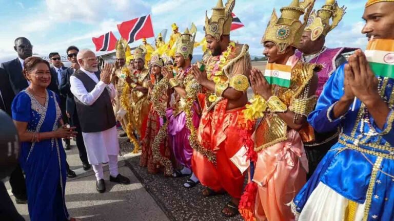 PM Modi Receives Grand Cultural Welcome in Trinidad, Celebrated as a Festival of Indo-Caribbean Heritage