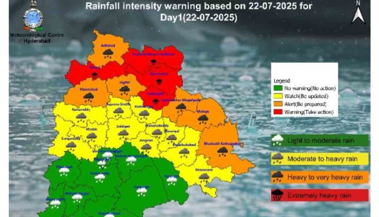 Red Alert Issued In Telangana As Heavy To Very Heavy Rains Forecast For Three Days