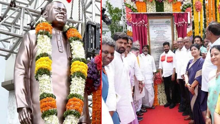 Revanth Reddy And Kharge Unveils Statue Of Former CM Rosaiah In Lakdikapul 