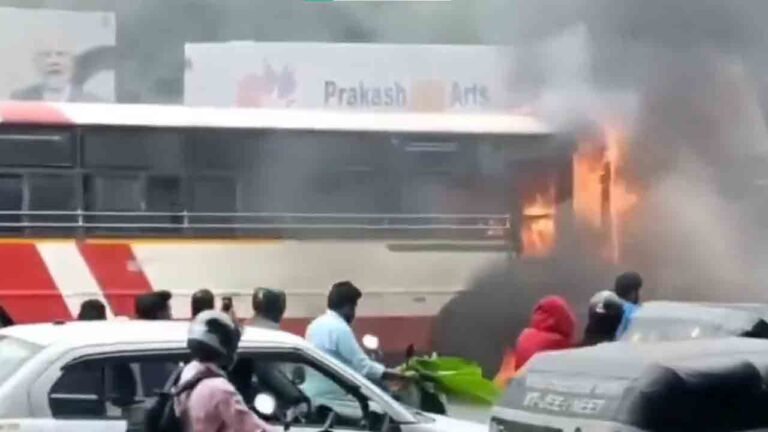 Fire Breaks Out In RTC Bus In Hyderabad