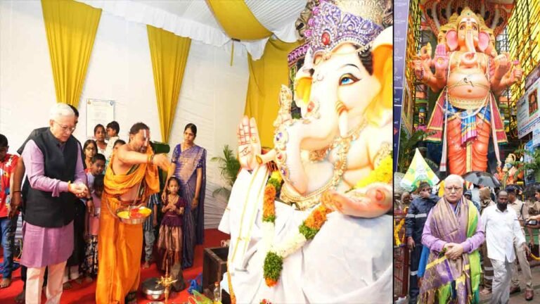Governor Participates In The First Puja Of Khairatabad Ganesh