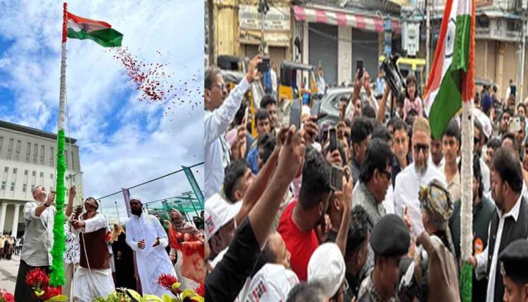 Owaisi Brothers Hoist Tricolour In Hyderabad On Independence Day