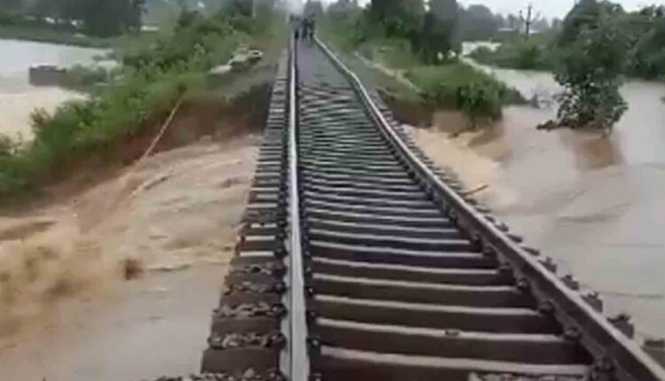 Torrential Rain In Kamareddy: Railway Track Washed Away By Flood: Many Trains Cancelled