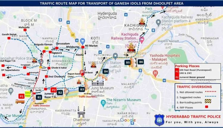 Traffic Diversions In Dhoolpet For Ganesh Idol Sales