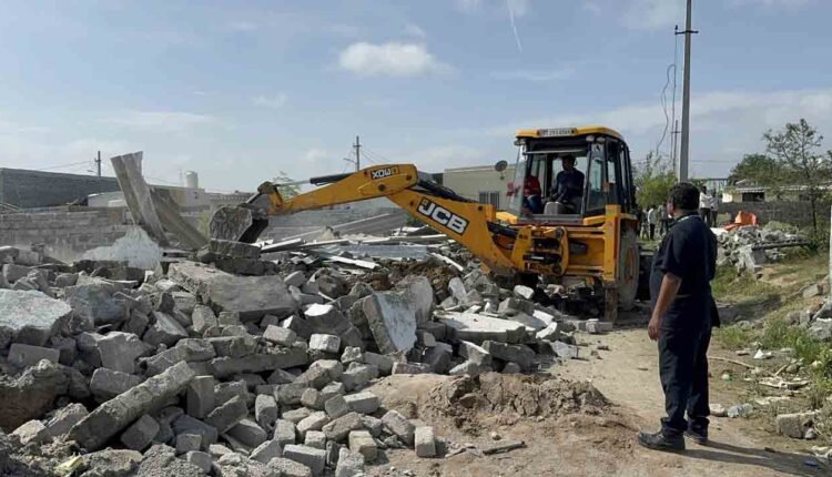 HYDRAA Demolishes Encroached Government Land In Gajularamam
