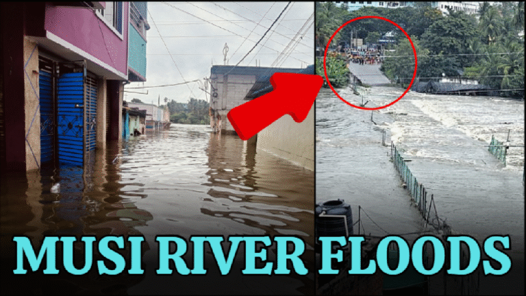 Traffic Disrupted as Musi River Overflows: Roads Closed, Alert Issued