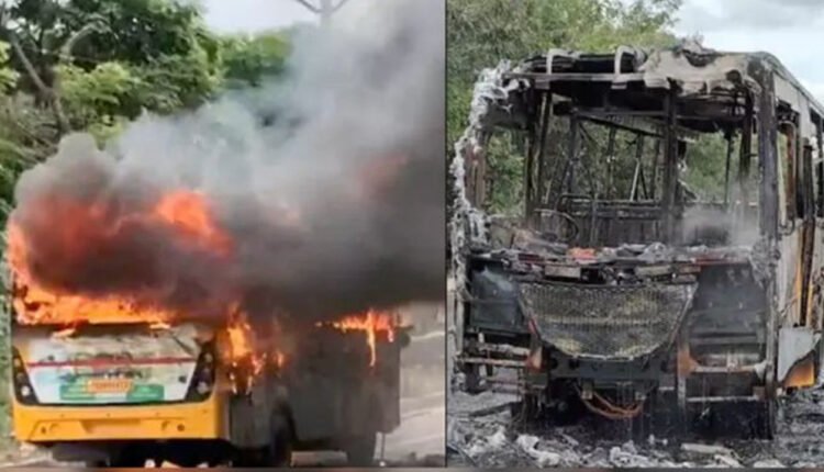 Hyderabad: Fire breaks out in school bus in Katedan
