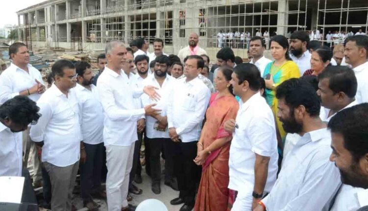 BRS Leaders Inspect Delayed TIMS Hospital, Slams Congress For Stagnation In Health Sector