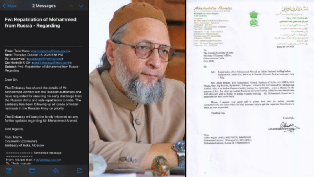 Owaisi Writes To Indian Embassy In Moscow For Hyderabadi’s Early Repatriation