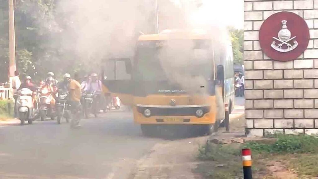 School Bus Emits Smoke In Secunderabad Cantonment, Students Safe