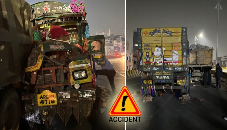 Two Trucks Collide On PJR Flyover In Gachibowli: Several Injured