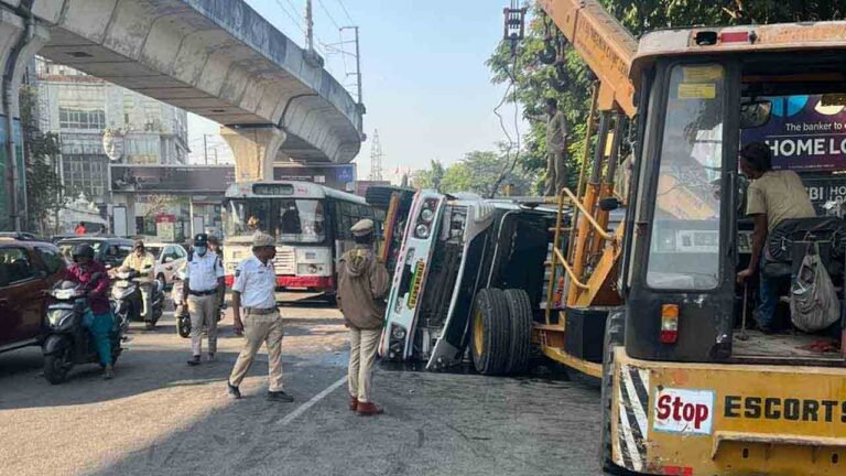 Major Road Accident At Begumpet: Truck Rammed Into Car