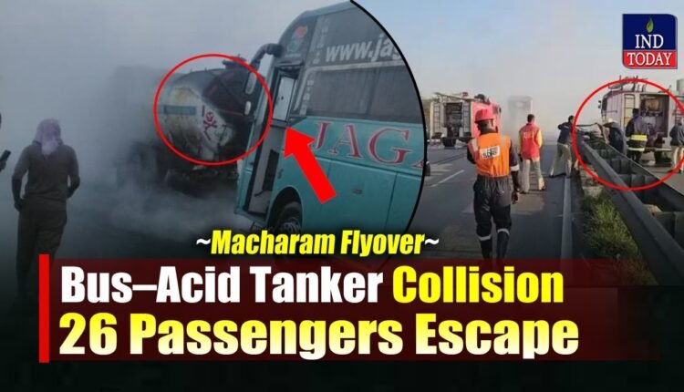 WATCH | Bus Crashes Into Acid Tanker on NH-44; Passengers Escape Safely
