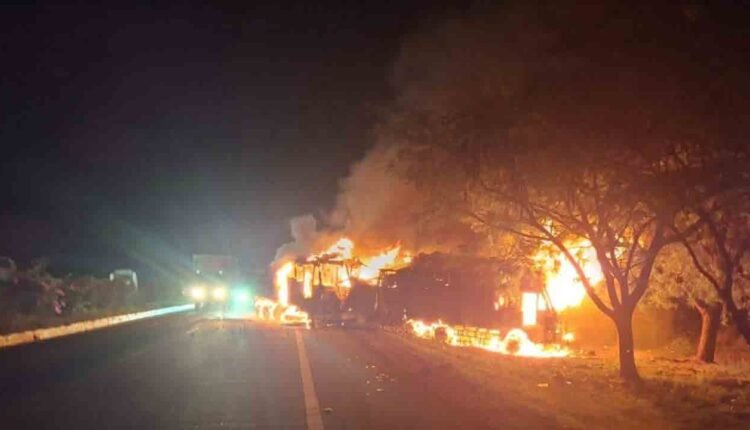 Truck Catches Fire on NH-44 Near Shamshabad