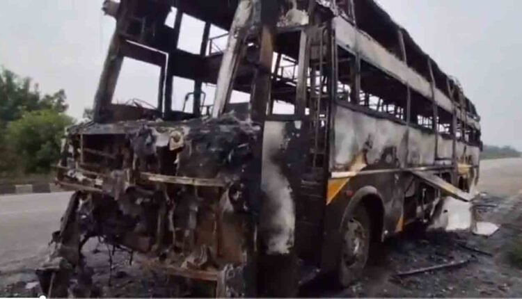 Miraculous Escape As Fire Destroys Sleeper Bus Near Nalgonda