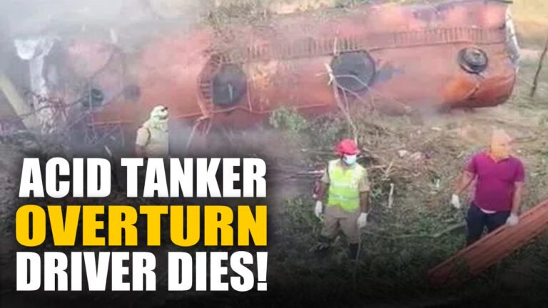 Acid Tanker Overturns, Driver Dies In Kothagudem Mulakalapalli