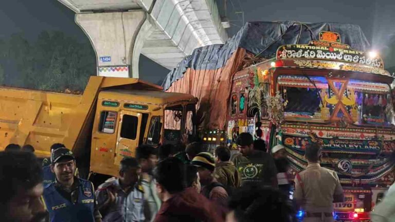 Midnight Chaos In Hyderabad As Tipper Lorry Loses Control After Brake Failure