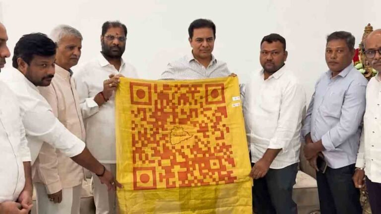 KTR Unveils Handloom Shawl With QR Code