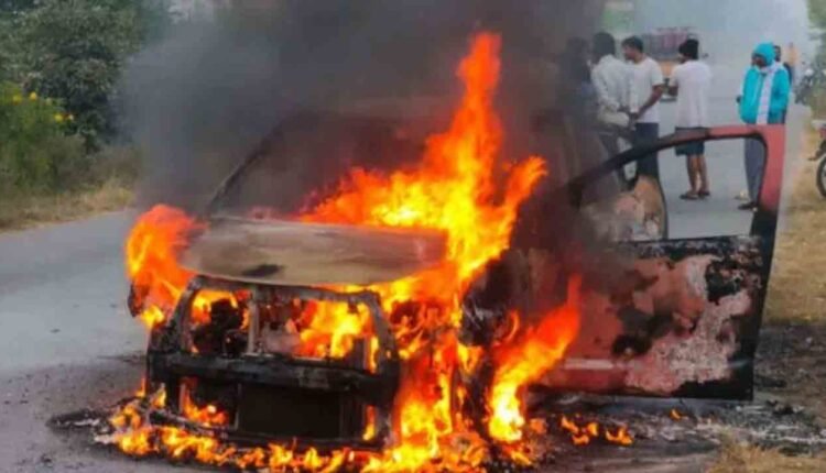 Car Fire Near Hyderabad As Four Escape Unhurt
