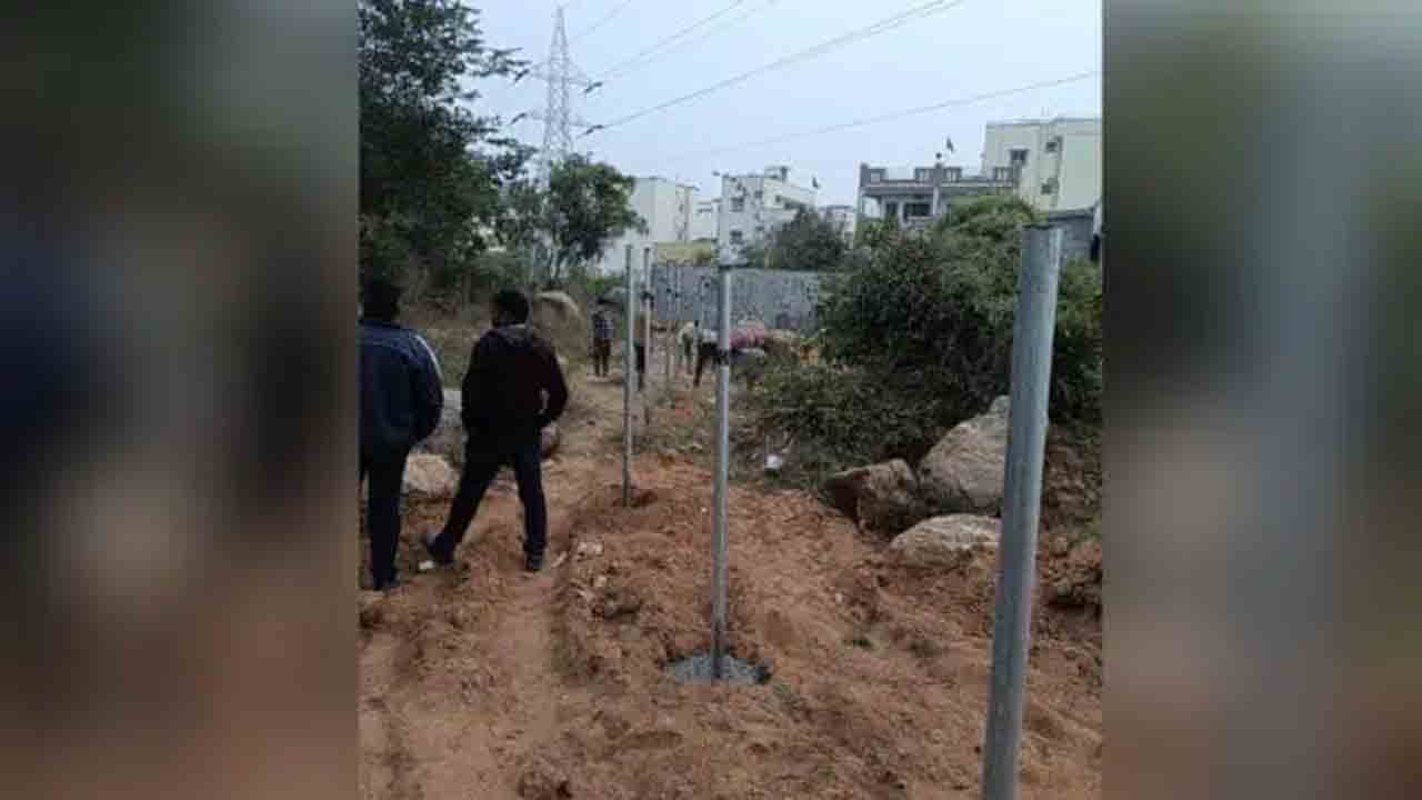 HYDRAA Fencing Land In Gandhamguda Village