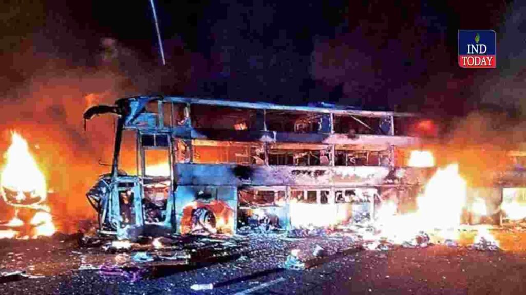 Nandyal Bus Fire Accident Kills Three After Tyre Burst