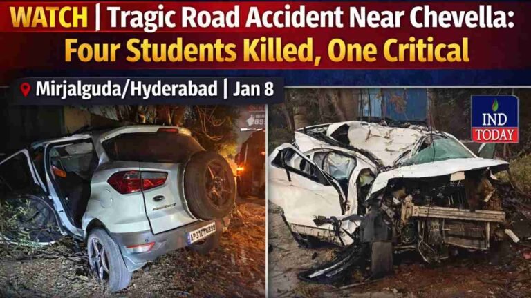 WATCH | Tragic Road Accident Near Chevella: Four Students Killed, One Critical