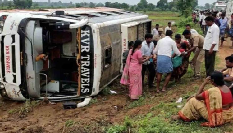 Private Bus Overturns In Kothagudem, 12 People Injured
