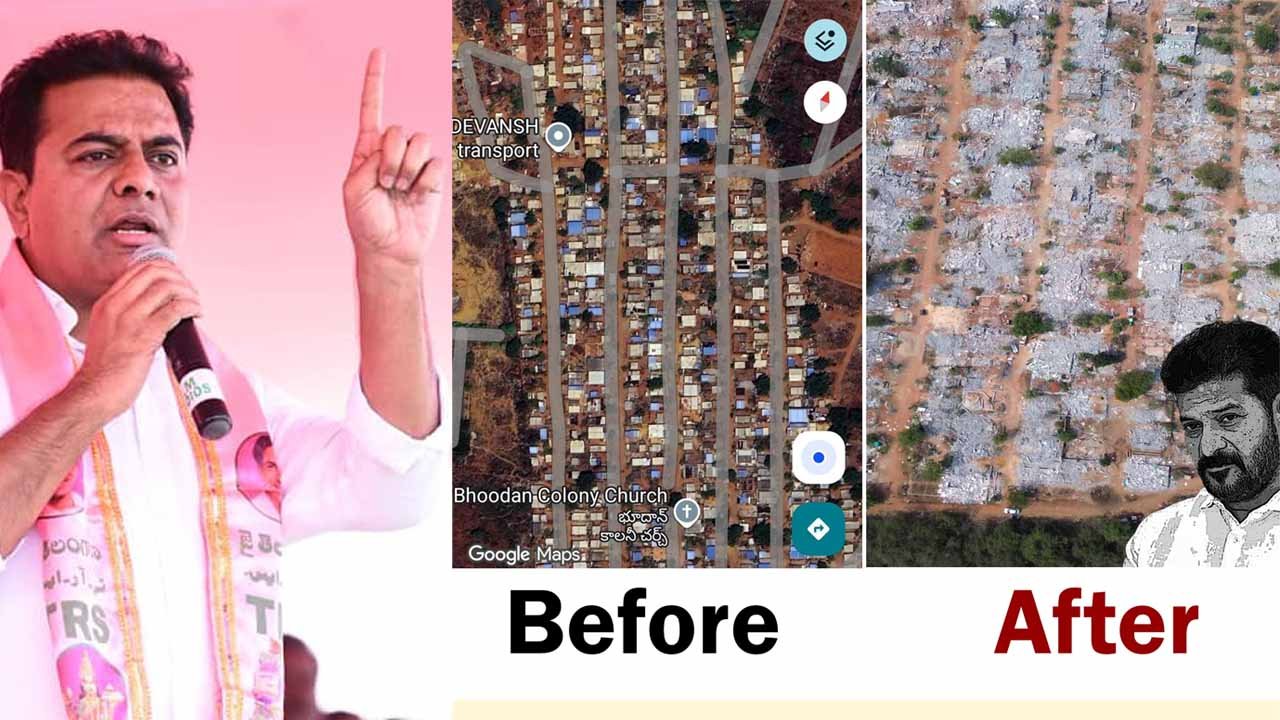 KTR Slams Government After 650 Houses Demolished in Velugumatla