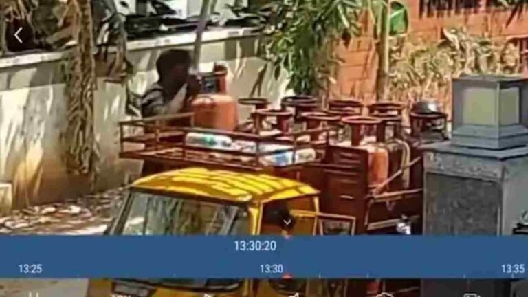 Daylight LPG Cylinder Theft In Narsingi Caught On CCTV Amid Fuel Shortage Rumours