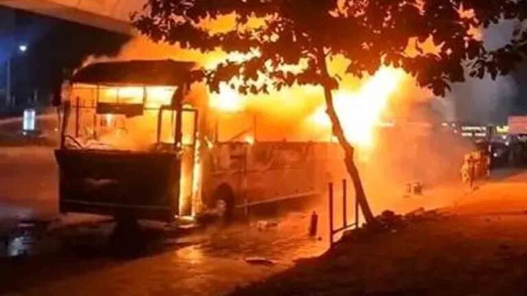 Private Bus Catches Fire At KPHB, All 20 Passengers Escape
