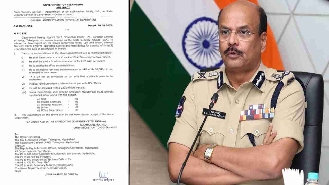 Telangana Security Advisor Shivdhar Reddy Appointed