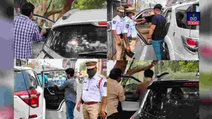 Hyderabad Traffic Police Book 627 Cases On Black Films