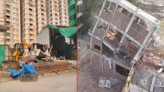 HYDRA Demolishes Illegal Construction On Playground Lands In Hyderabad