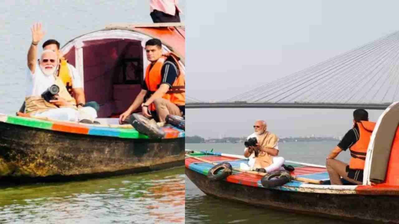 Modi Takes A Stroll In The Hooghly River: Offers Prayers To The Ganga River