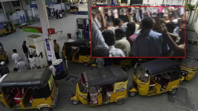 Auto Drivers Protest LPG Shortage, Traffic Disrupted On Sagar Highway Near LB Nagar