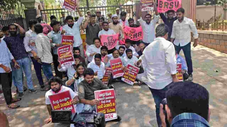 BRSV Leaders Stages Protest At DGP Office Over POCSO Case