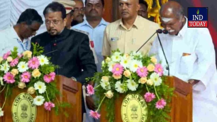 N Rangasamy Sworn In As Puducherry Chief Minister For Fifth Term