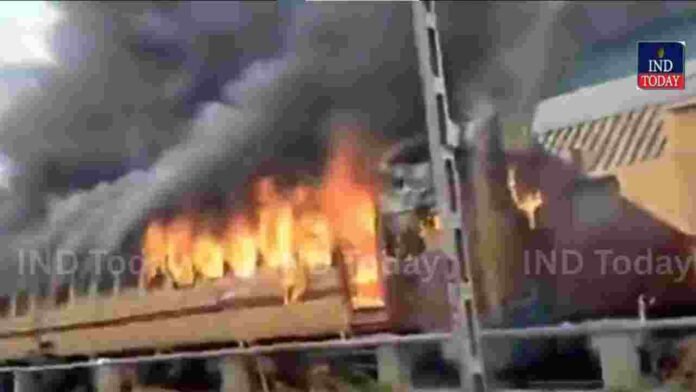 WATCH: Fire Breaks Out In Passenger Train Coach At Sasaram Station