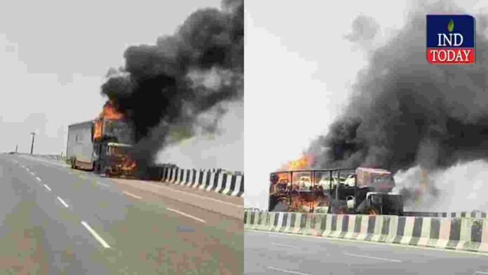 Massive Fire On NH 44 In Medak Burns Eight Cars