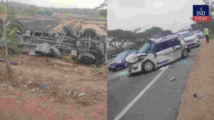 Seven Cars And Two Trucks Damaged In NH 44 Accident At Indalvai