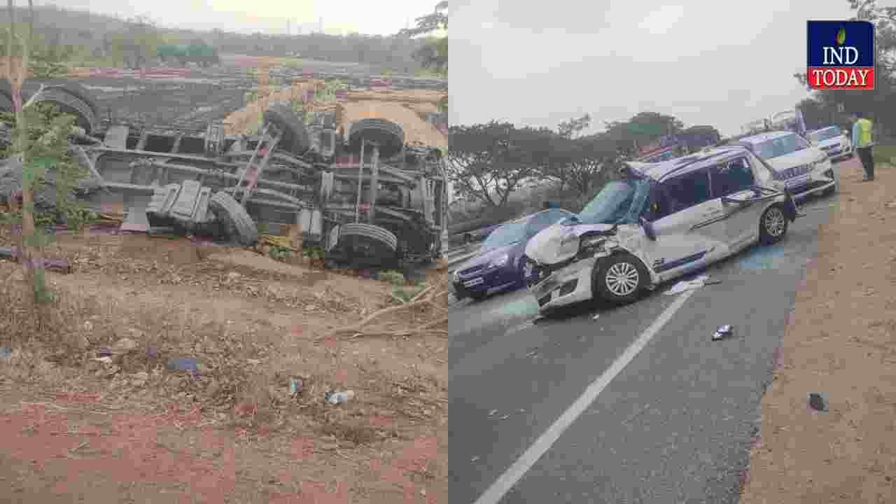 Seven Cars And Two Trucks Damaged In NH 44 Accident At Indalvai