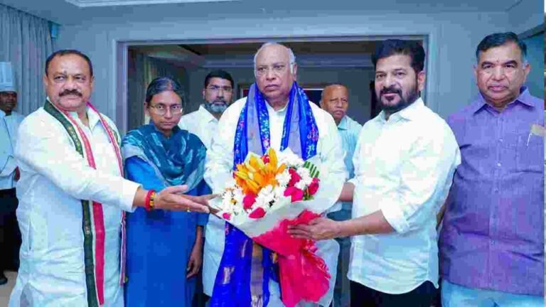 Revanth Reddy, Mahesh Goud Meet Mallikarjun Kharge In Hyderabad