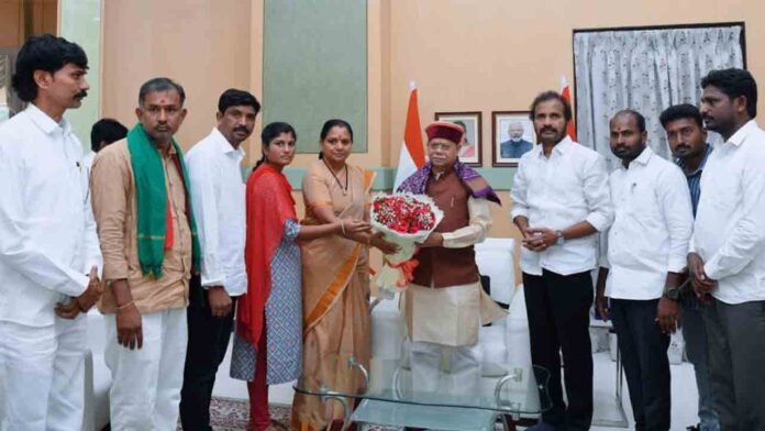 Kavitha Meets Governor, Slams Govt Over Demolitions, Farmers Issues