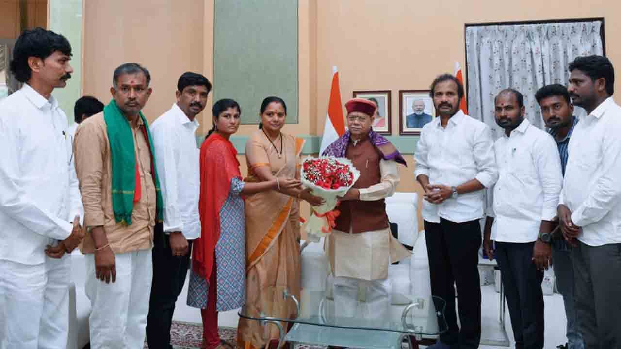 Kavitha Meets Governor, Slams Govt Over Demolitions, Farmers Issues
