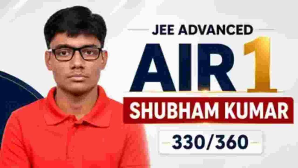 JEE Advanced 2026 Results Shubham Kumar Secures AIR 1