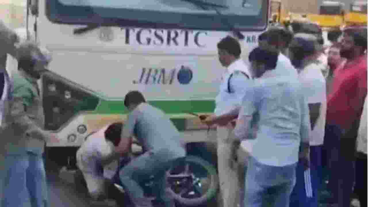 TGSRTC Bus Accident in Secunderabad Leaves Biker Seriously Injured