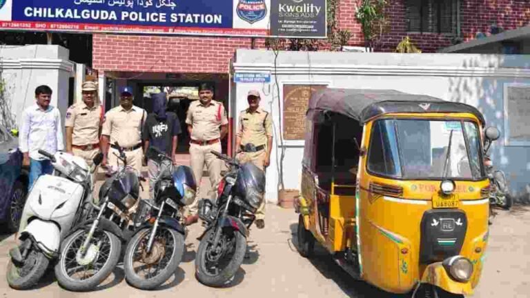 Chilkalguda Police Arrest Serial Auto Theft Accused, Recover Five Stolen Vehicles