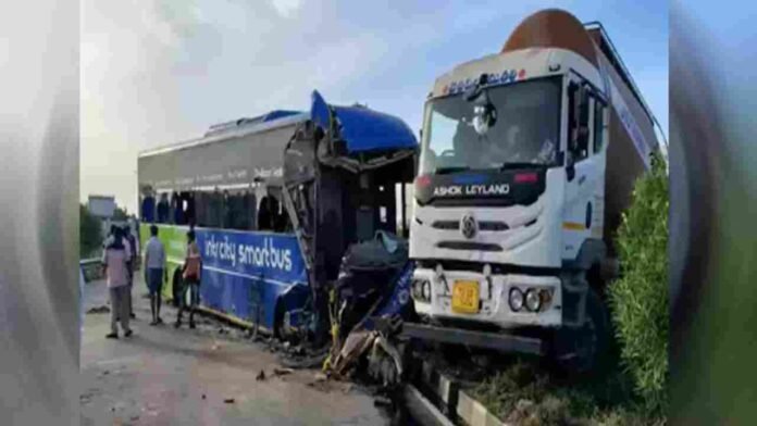 Two Drivers Injured After Private Bus Collides With Lorry In Nalgonda